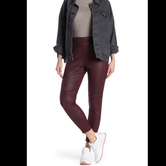 NEW Free People Faux Suede Leggings Burgundy Size 29 - Picture 2 of 12